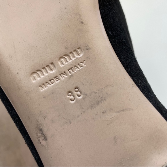 Miu Miu Black Suede Bow Jeweled Donna Loafers 38 - Picture 9 of 12